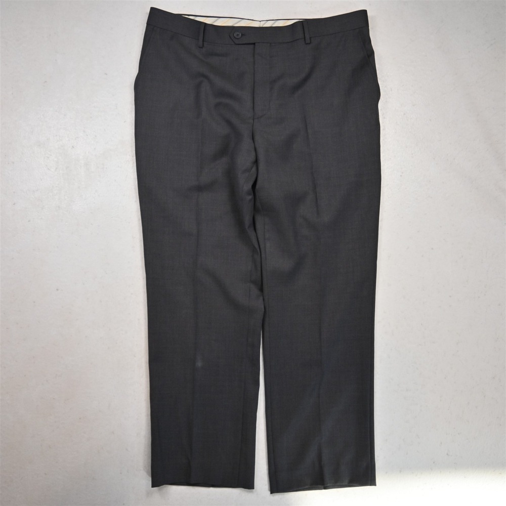 Mantoni 36x29 Gray Superfine 100% Wool Flat Front Straight Dress Mens Pants